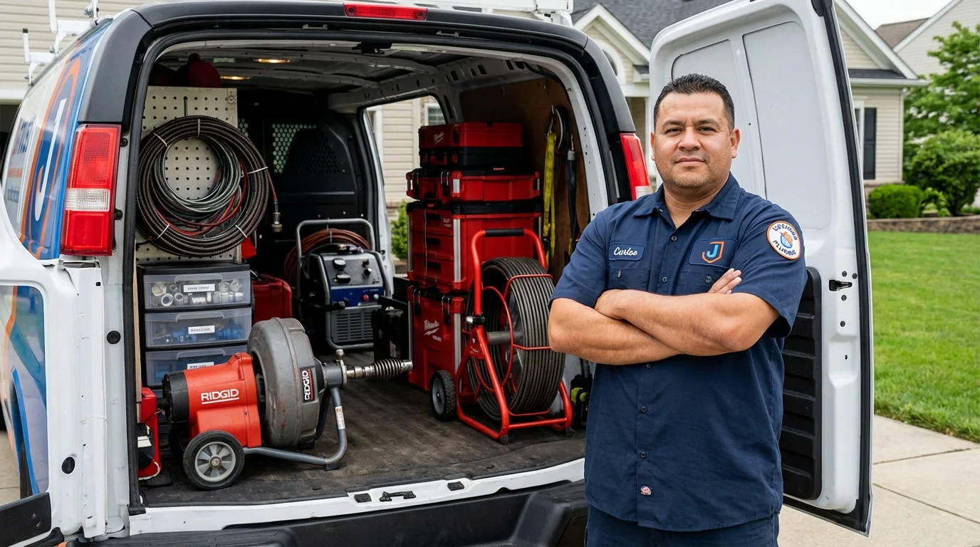Professional drain cleaning equipment and Johns Plumbing LLC plumber in Estancia
