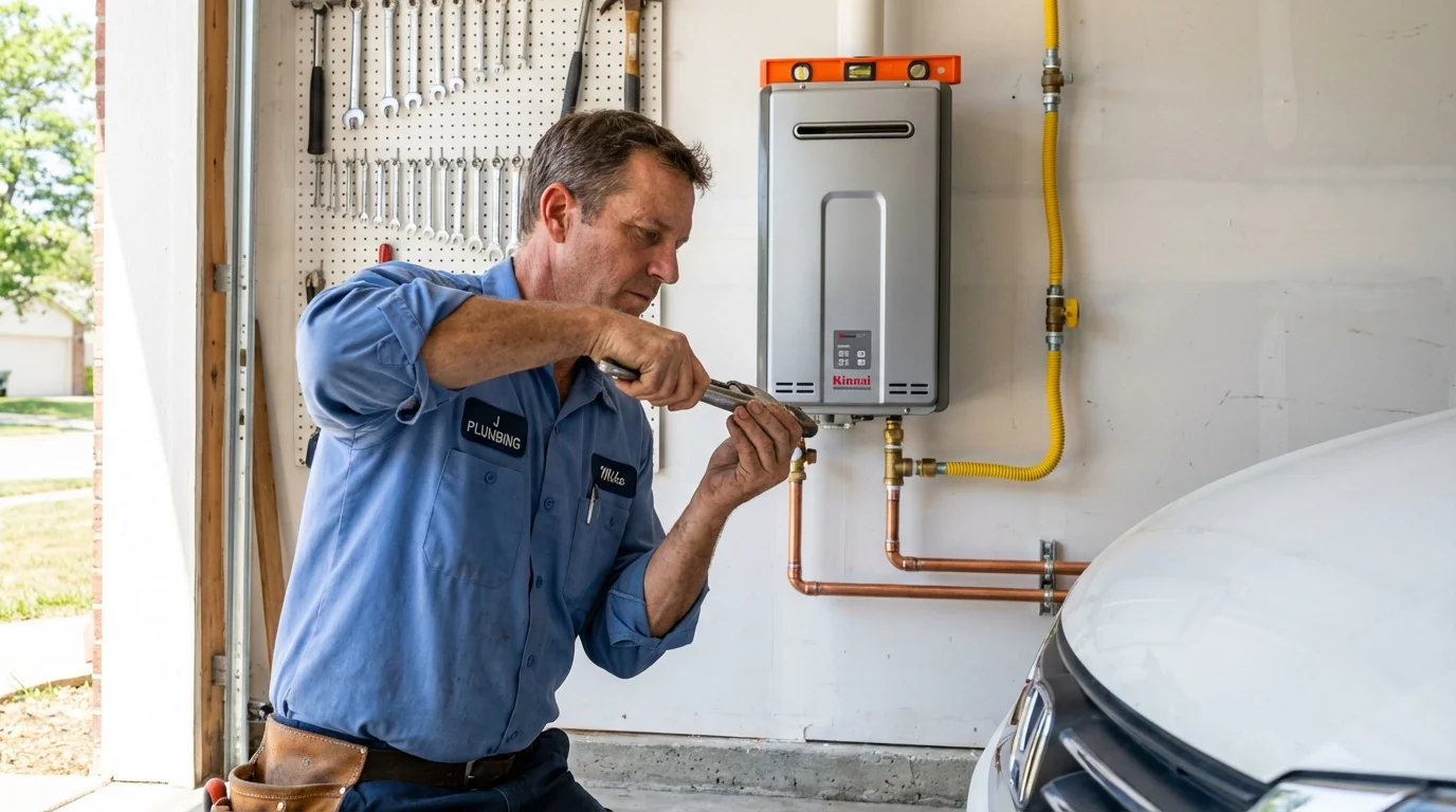Tankless water heater installation by a Johns Plumbing LLC plumber in Estancia